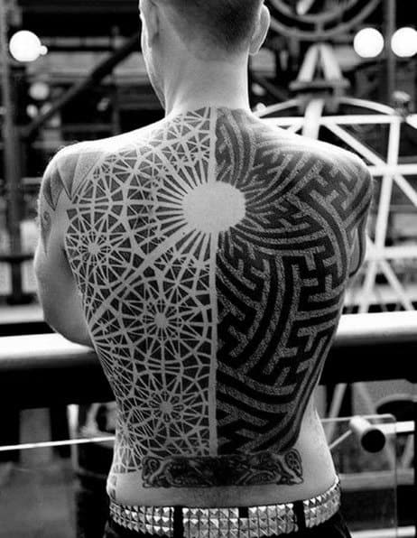 Mens Geometric Back Tattoo Design Ideas