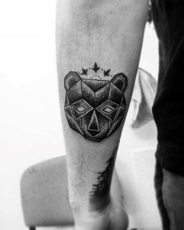 Mens Geometric Bear Small Tattoo Forearm Ideas