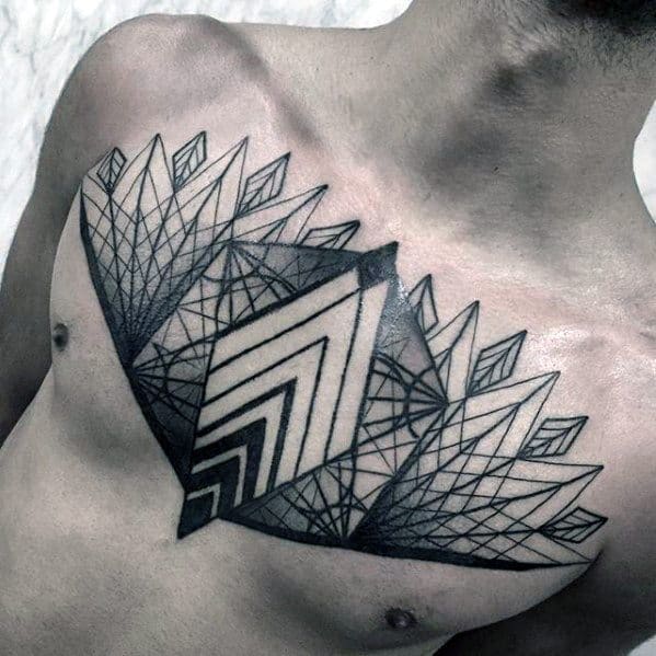Mens Geometric Chest Tattoo