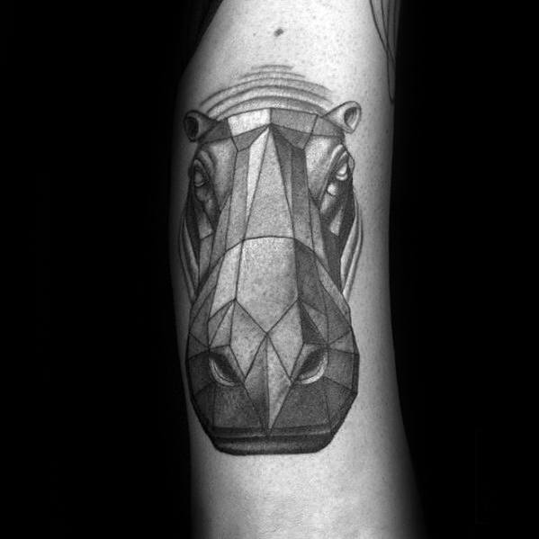 Mens Geometric Hippo Tattoo Ideas On Arm