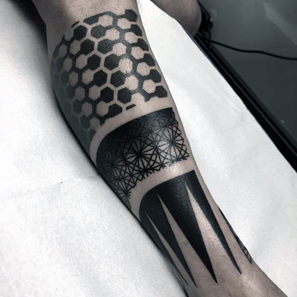 Mens Geometric Leg Tattoo Ideas