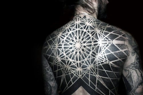 Mens Geometric Negative Space Nice Full Back Tattoos