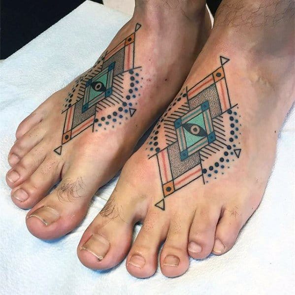 Mens Geometric Shapes Eye Manly Small Foot Tattoo Ideas