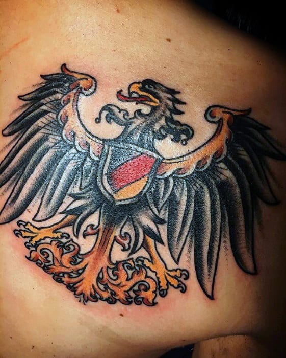 Mens German Eagle Shoulder Blade Tattoo Designs