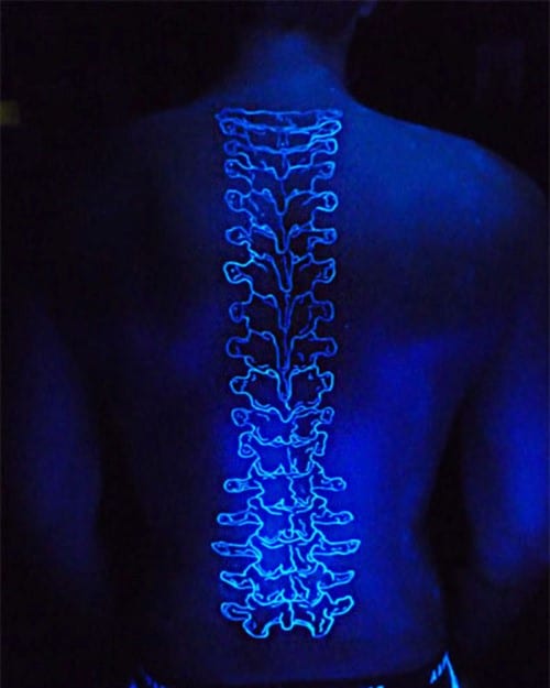 Mens Glow In The Dark Spine Back Tattoo