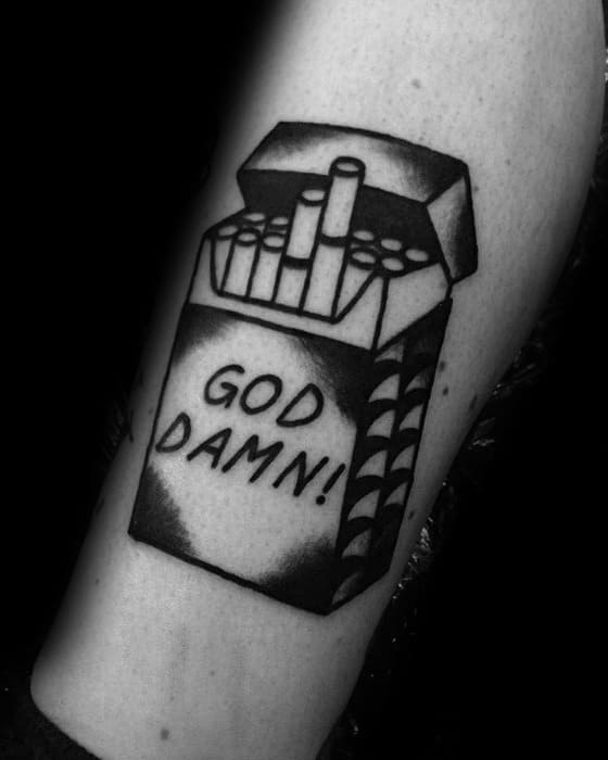 Mens God Damn Smokes Pulp Fiction Forearm Tattoo