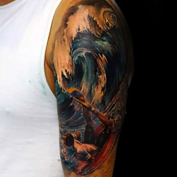 Mens Gorgeous Surfing Tattoo On Arms