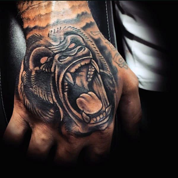 Mens Gorilla Hand Tattoo