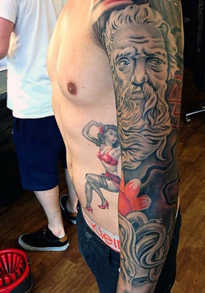 Men's Greek Goddess Tattoo Sleeve