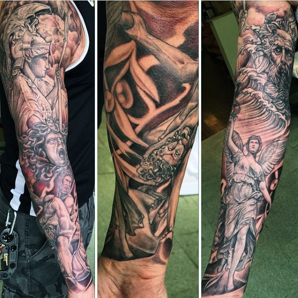 Men's Greek Sleeve Tattoo Inspiration