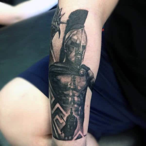 Men's Greek Warrior Tattoo Ideas On Forearm