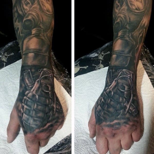 Men's Grenade Wrist Tattoo Designs