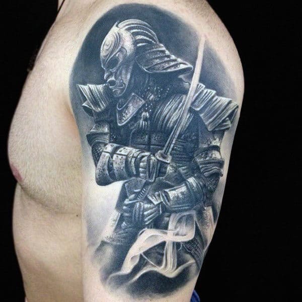 Mens Grey Viking Quarter Sleeve Tattoo