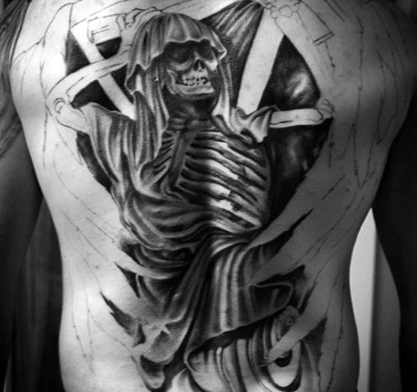 Men's Grim Reaper Back Tattoos