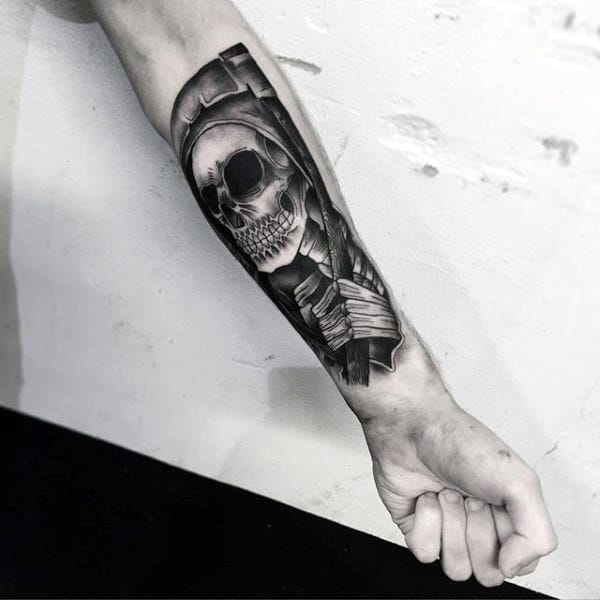 Mens Grim Repear Insane Forearm Tattoo