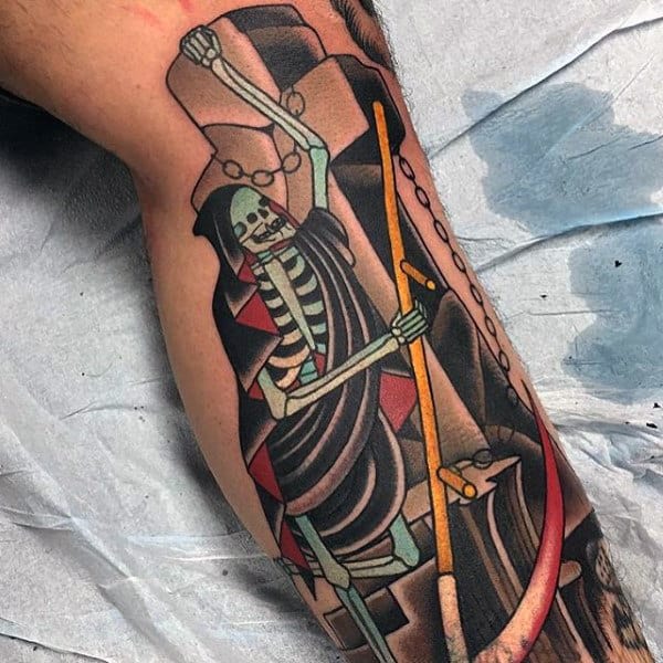 Men's Grim Reaper Skull Tattoo Designs