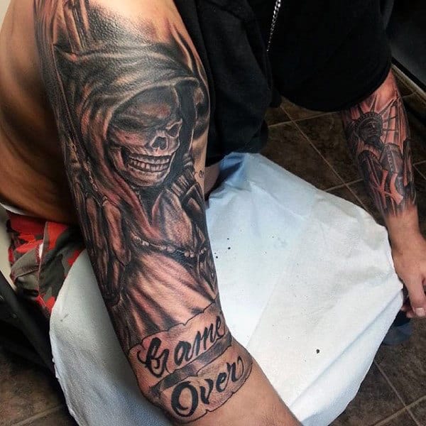 Men's Grim Reaper Tattoo Ink Design