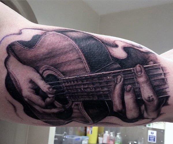 Men's Guitar Pick Tattoo