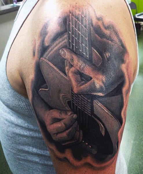Men's Guitar Tattoo Ideas