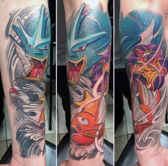 Mens Gyarados Outer Forearm Tatto Designs