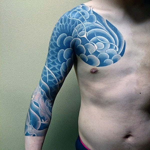 Mens Half Sleeve Japanese Cloud Tattoo