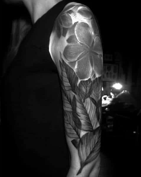 Mens Half Sleeve Leaves Tattoo