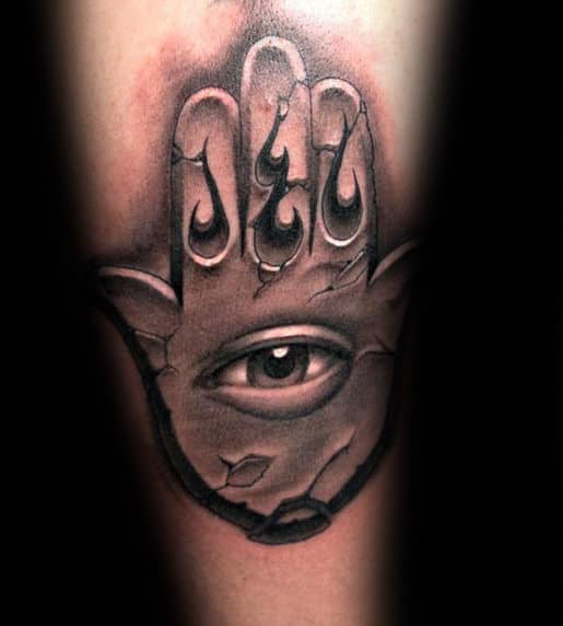 Mens Hamsa Stone Forearm Tattoo