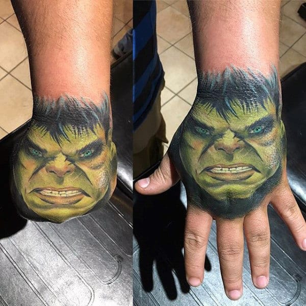 Mens Hand Hulk Tattoo