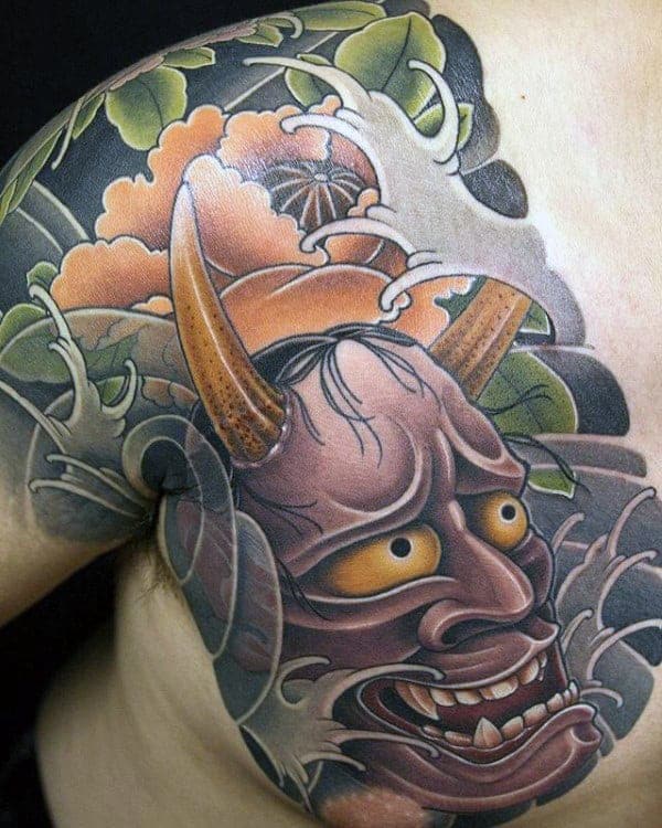 mens-hannya-mask-japanese-chest-and-shoulder-tattoo