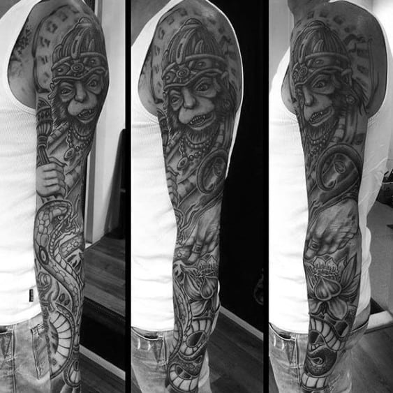 Mens Hanuman Tattoo Design Ideas Full Sleeve