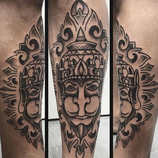 Mens Hanuman Tattoo Design Inspiration Shin