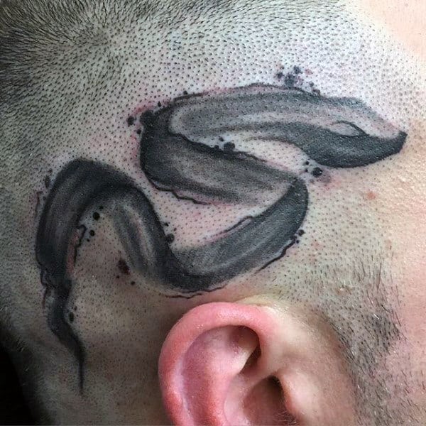 Mens Head Paint Brush Stroke Tattoo