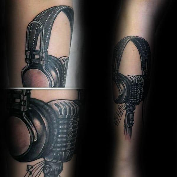 Mens Headphones Forearm Tattoo Design Inspiration