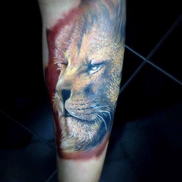 Men's Heart Of A Lion Tattoo