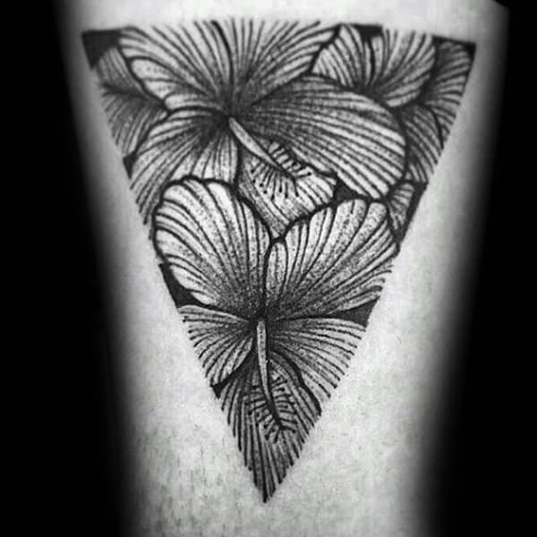 Mens Hibiscus Triangle Tattoo