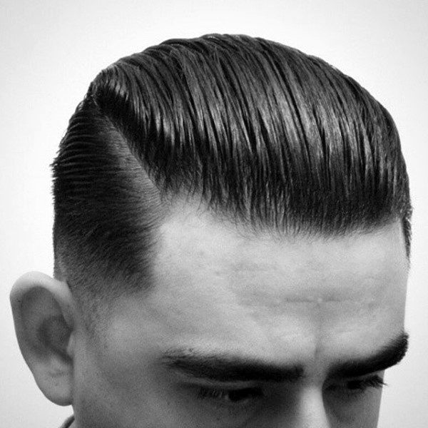 Mens High Taper Fade Haircut Slicked Back