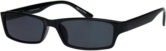 mens hippie pimp color lens narrow rectangular black frame sunglasses
