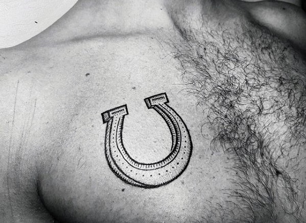 Mens Horseshoe Simple Chest Tattoo Design Ideas