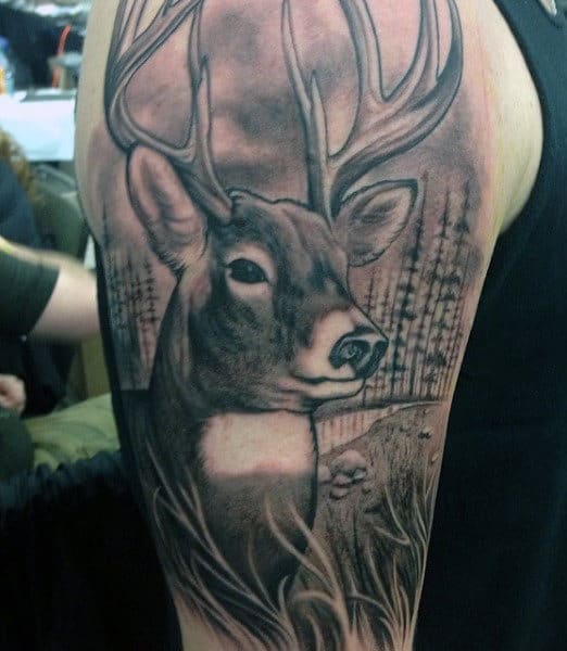 Men's Hunting Tattoo Of Deer