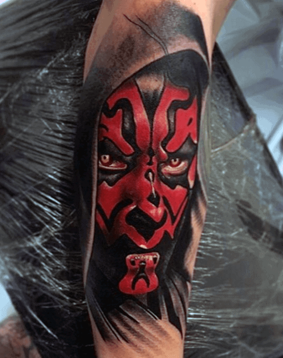 Mens Hyper Realistic 3d Forearm Cool Darth Maul Tattoo Ideas