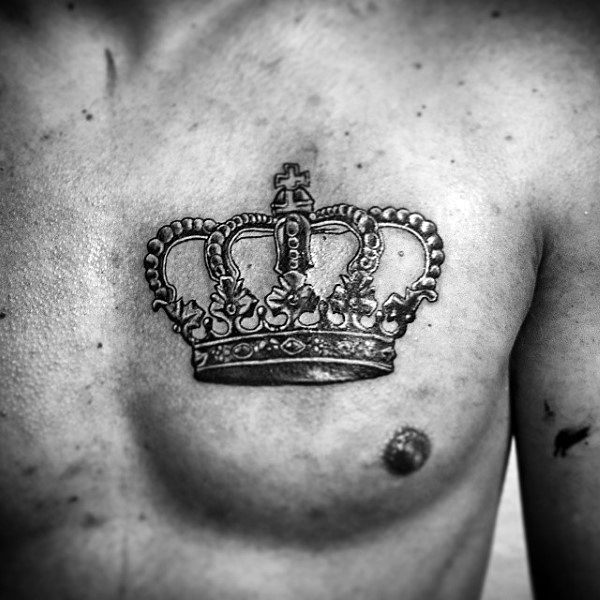 Mens Imperial Crown Tattoo On Chest