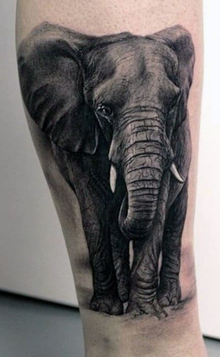 Mens Impressive Indian Elephant Tattoo Thighs