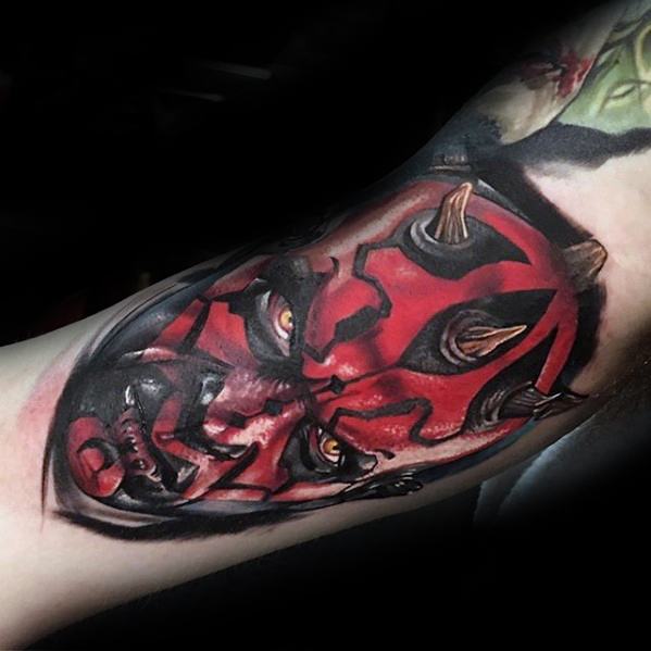 Mens Inner Arm Bicep Darth Maul Tattoo Ideas