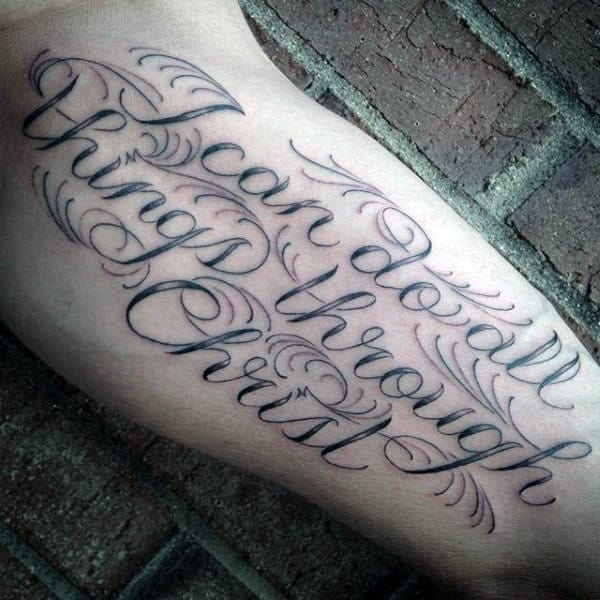 Mens Inner Arm Bicep Philippians 4 13 Tattoo Designs