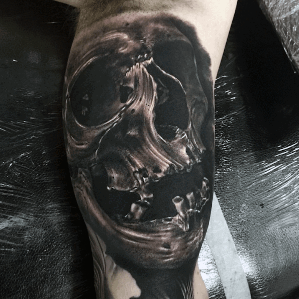 Mens Inner Arm Bicep Realistic Skull Tattoo Designs