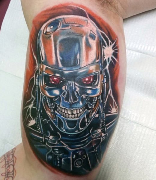Mens Inner Arm Bicep Terminator Tattoos