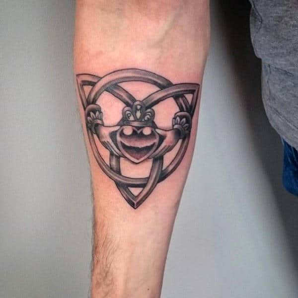 Mens Inner Forearm Claddagh Tattoo Design Inspiration