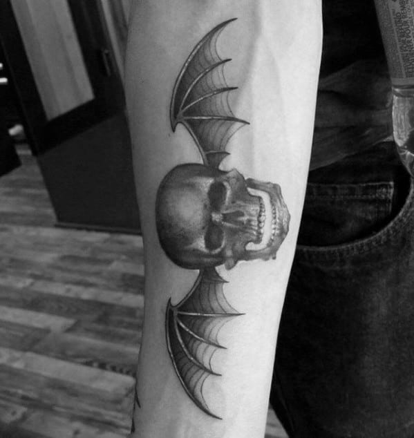 Mens Inner Forearm Cool Deathbat Tattoo Design Ideas