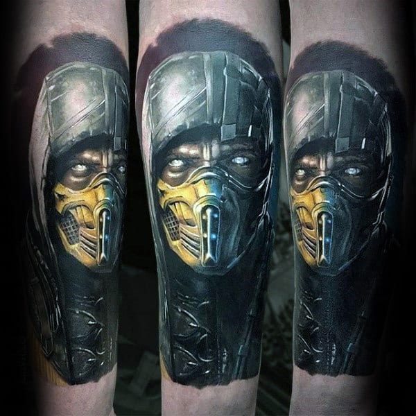 Mens Inner Forearm Mortal Kombat Realistic Tattoo Designs