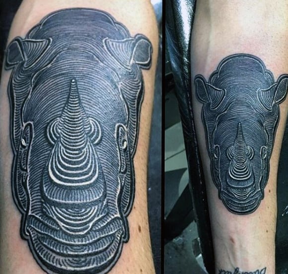 Mens Inner Forearm Rhino Tattoos